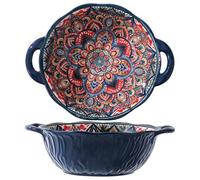 TuYines - Cuenco para ensalada de cerámica, gran sopera, colorido, cuencos de cereales grandes con asas, Ø 20 cm, soperas con asas, tazas de postre, taza de fruta