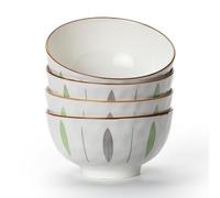 TuYines Juego de 4 cuencos de cereales, cuencos de postre, cuenco de cereales de 700 ml, cuenco de cerámica para cereales, juego de cuencos para ensalada, sopa, pasta, microondas y horno, 15,5 cm