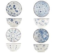 TuYines Juego de 4 cuencos para cereales, cuencos de cerámica, cuenco de postre de porcelana de 4.75 pulgadas para helado, arroz, sopa, postre, microondas y lavavajillas