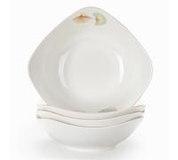 TuYines Juego de 4 cuencos para ensalada, de porcelana, color blanco, plato para espaguetis, cuenco para cereales, ensaladas, sopas, aperitivos, frutas (B)