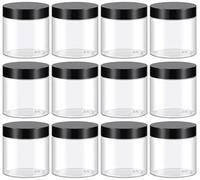 TUZAZO Recipientes de plástico de 4 onzas con tapas y etiquetas, sin BPA, transparentes, vacíos, rellenables, redondos, 4 onzas, tarros de plástico con tapas para cosméticos, lociones, mantequilla