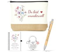 TUZELIYA 4 piezas regalos para mujeres, neceser de cosméticos, cuaderno, bolígrafo, llavero, Regalo de coraje, El coraje