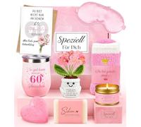 TUZELIYA 60 cumpleaños para mujeres, 8 piezas, regalos para 60 cumpleaños para mujeres con tarjeta de felicitación, juego de regalo de cumpleaños positivo para mamá, hermana, abuela, esposa, tía