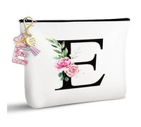 TUZELIYA Bolsa de cosméticos con letras personalizadas A-Z - Regalos para mujeres - Regalos de cumpleaños para mujeres, niñas, madres, mejores amigas y damas de honor, E, Neceser de maquillaje