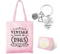 TUZELIYA Bolsa de regalo de cumpleaños 30/40/50/60/70 para mujer con llaveros y tarjetas, Rosa-1985, Estilo retro