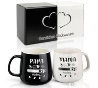 TUZELIYA Juego de tazas de café para mamá y papá, regalo para futuros padres, 350 ml, tazas blancas y negras para anunciar el embarazo, baby shower, día de San Valentín y aniversario