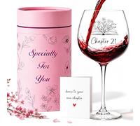 TUZELIYA Regalos de cumpleaños número 21 para mujer, juego de copas de vino del capítulo 21 para ella, ideas de regalo de cumpleaños para mejor amiga, hermana, hija, novia, copa de vino de lujo