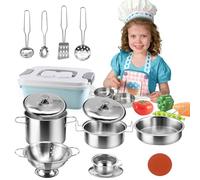 TUZHE 14 accesorios de cocina de barro, accesorios de cocina para niños, accesorios para exteriores, accesorios de cocina para niños, acero inoxidable, accesorios de cocina para ollas, para niños a