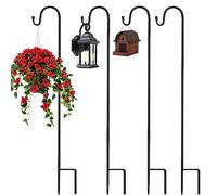 TUZHE 4 ganchos de pastor para jardín, 90 cm, varilla de metal, barra de jardín, gancho de pastor, gancho con soporte para jaulas de pájaros, lámparas solares, farolillos, bodas, cestas de plantas