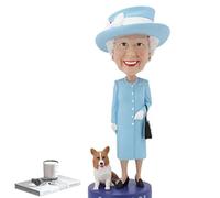Tuzsocr Modelo de la reina Isabel II de 15 cm, figura conmemorativa de la reina Isabel, estatua de la reina Isabel II, decoración de la reina británica y Corgi, figura de modelo para coleccionistas y