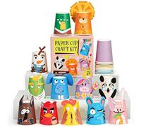 TUZT Kit Manualidades Regalo Niños 4 5 6 7 8 Años, 12pcs Animal DIY Vasos de Papel Juegos de Manualidades en la Jungla Decoraciones jJuguetes para Niños y Niñas