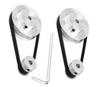TUZUK Juego de 2 piezas de rueda síncrona GT2 de 20 y 80 dientes, polea de distribución de aluminio de 5 mm de diámetro con 2 piezas de longitud de 250 mm de ancho y correa de 6 mm (20-80T-5B-6)
