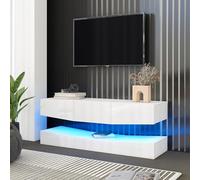 TV Board Weiss Hochglanz Hängend TV Stand TV Schank mit LED-Beleuchtung TV schrank Hängend Wand befestigter schwimmender TV-ständer Unterhaltungs Medienkonsolen-Centerfür Wohnzimmer Home Office