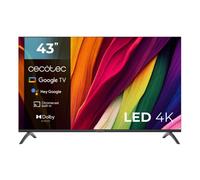 Cecotec Smart TV, Televisor LED de 43 Pulgadas Resolución 4K UHD A4 Series ALU40043. Google TV, Dolby Audio, HDMI 2.1, USB 3.0, HDR10, 16 GB ROM, Google Voice Assitant y Chromecast, Serie A4, 43"