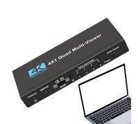 TV De Pantalla Dividida - Splitter De Pantalla 4k, Adaptador De Vista Quad De Pantalla Múltiple | Cumplación 4 Entrada De Entrada 1 Entrada con Sincelación En Tiempo Real para La Configuración De