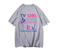 TV Girl “Who Really Cares” T-Shirt Vintage | Merch De Banda Indie Pop, Camiseta Unisex De Algodón, Gráfico Estético De Letras-Gray||x_l