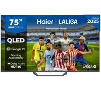Haier QLED 4K UHD H75S80FUX 75 Pulgadas Smart TV, Google TV, Dolby Audio, HDR 10, Smart Remote Control, Google Assistant, Bluetooth 5.1, 120Hz Gaming, USB 2.0, DBX TV, HDMI 2.1 x 4, Sin Marcos, 2025
