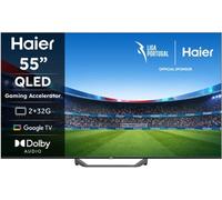 Haier QLED 4K UHD H55S80FUX - 55", Smart TV, Google TV, Dolby Audio, HDR 10, Smart Remote Control, Google Assistant, Bluetooth 5.1, Gaming Accelerator, USB 2.0, DBX TV, HDMI 2.1 x 4, Sin Marcos, 2025