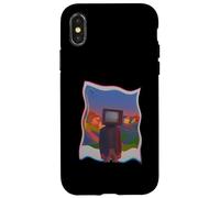 TV Head Glitch Trippy Vintage Creepy Dreamcore Estética Carcasa para iPhone X/XS