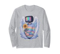 TV Head Man Angel Wings Eye Girasol Weirdcore Estética Manga Larga