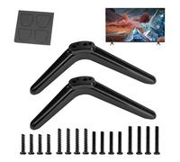 TV Legs, Television Base Stand, Anti Tilt Matte Black Feet, 2 Piece Stable Support Design, for Flat Screen Setup in Bedroom, Workplace, Apartment Living 7.87x5.12x1.18 Inch