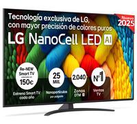 LG TV LED NANOCELL 2025 65NANO81A6A 164cm 4K HDR10 60Hz Colores puros webOS 25