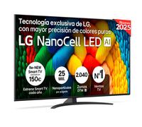 LG TV LED NANOCELL 2025 65NANO81A6A 164cm 4K HDR10 60Hz Colores puros webOS 25