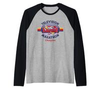 TV Marathon Champ Sarcastic Retro Vintage Funny Adult Humor Camiseta Manga Raglan