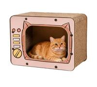 TV-Shaped Cardboard Cat Scratcher House - Large Corrugated Kitten Shelter & Furniture Protector - Interactive Climbing Pet Supplies For Indoor Cats, Bunnies & Small Animals