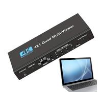 TV Splitter, Quad Screen Multiviewer, ABS 4-in-1 Digital Seamless -Display Adapter for 4K Setup, Conference Room Presentations, and Security Monitoring, Plug and Play, 14.2x6.2x2cm