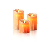TV unser Original 02853 - Juego de velas con luz (3 unidades, cera auténtica)