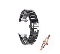 TVKSIPAR 18mm 22mm negro blanco brillante correa de cerámica suave con cierre for Ar1400 Ar1410 Ar1402 Ar1401 reloj pulsera correa de repuesto(Black rosegold clasp,22mm)