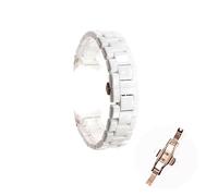 TVKSIPAR 18mm 22mm negro blanco brillante correa de cerámica suave con cierre for Ar1400 Ar1410 Ar1402 Ar1401 reloj pulsera correa de repuesto(White rosegold clasp,22mm)