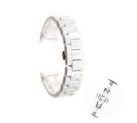 TVKSIPAR 18mm 22mm negro blanco brillante correa de cerámica suave con cierre for Ar1400 Ar1410 Ar1402 Ar1401 reloj pulsera correa de repuesto(White silver buckle,18mm)