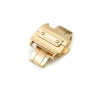 TVKSIPAR Ajuste for Cartier hombres mujeres oro rosa plata acero inoxidable sólido ajuste for Santos100 correa de reloj de cuero genuino hebilla plegable(Golden,21mm)