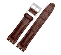 TVKSIPAR Ajuste For Correa De Reloj Fit For SWATCH, Pulsera De Cuero De 17mm Y 19mm, Correa De Repuesto Deportiva Resistente Al Agua For Hombres Y Mujeres(Brown,17mm)