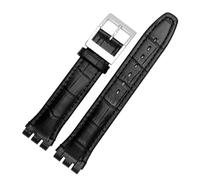TVKSIPAR Ajuste For Correa De Reloj Fit For SWATCH, Pulsera De Cuero De 17mm Y 19mm, Correa De Repuesto Deportiva Resistente Al Agua For Hombres Y Mujeres(Black,17mm)