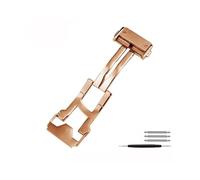 TVKSIPAR Cierre De Acero Inoxidable Sólido De 22mm, Plateado Y Negro, Apto For Hublot, Compatible Con Reloj For Big Bang, Hebilla De Correa De Cuero De Silicona For Hombre(Rose gold,22mm)