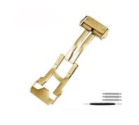 TVKSIPAR Cierre De Acero Inoxidable Sólido De 22mm, Plateado Y Negro, Apto For Hublot, Compatible Con Reloj For Big Bang, Hebilla De Correa De Cuero De Silicona For Hombre(Gold,22mm)