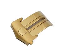 TVKSIPAR Cierre de correa de reloj con hebilla de mariposa sólida de despliegue de acero inoxidable de 18 mm y 20 mm for hombres(Gold,18mm)