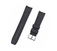 TVKSIPAR Correa de caucho de flúor FKM curvada 20 mm 21 mm 22 mm Apto for Omega Apto for Seamaster 300 Apto for Rolex Apto for Water Ghost Apto for Seiko Sport Watchband(Black,20mm)