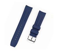 TVKSIPAR Correa de caucho de flúor FKM curvada 20 mm 21 mm 22 mm Apto for Omega Apto for Seamaster 300 Apto for Rolex Apto for Water Ghost Apto for Seiko Sport Watchband(Dark Blue,22mm)