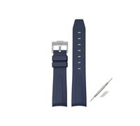 TVKSIPAR Correa De Goma Con Extremo Curvo For Omega X Fit For Swatch Fit For MoonSwatch Hebilla De Acero Inoxidable Hombres Mujeres Deporte Pulsera De TPU Impermeable Banda 20 Mm(Blue silver)