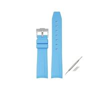 TVKSIPAR Correa De Goma Con Extremo Curvo For Omega X Fit For Swatch Fit For MoonSwatch Hebilla De Acero Inoxidable Hombres Mujeres Deporte Pulsera De TPU Impermeable Banda 20 Mm(Sky blue silver)