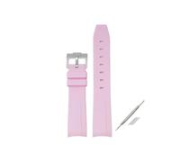 TVKSIPAR Correa De Goma Con Extremo Curvo For Omega X Fit For Swatch Fit For MoonSwatch Hebilla De Acero Inoxidable Hombres Mujeres Deporte Pulsera De TPU Impermeable Banda 20 Mm(Pink silver)