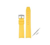 TVKSIPAR Correa De Goma Con Extremo Curvo For Omega X Fit For Swatch Fit For MoonSwatch Hebilla De Acero Inoxidable Hombres Mujeres Deporte Pulsera De TPU Impermeable Banda 20 Mm(Yellow silver)