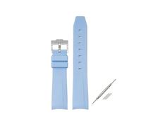 TVKSIPAR Correa De Goma Con Extremo Curvo For Omega X Fit For Swatch Fit For MoonSwatch Hebilla De Acero Inoxidable Hombres Mujeres Deporte Pulsera De TPU Impermeable Banda 20 Mm(Baby blue silver)