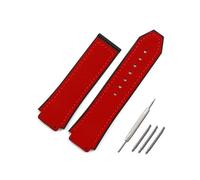 TVKSIPAR Correa De Piel De Vaca Loca Roja, Accesorios De Reloj Aptos For La Serie For HUBLOT, Correa De Goma Deportiva Impermeable De 19mm X 25mm For Hombres Y Mujeres(Style 1)