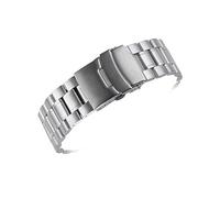 TVKSIPAR Correa de reloj con extremo curvo de acero inoxidable de 18mm, 20mm, 22mm y 24mm for hombre y mujer, correa de hebilla de doble cierre de Metal sólido, accesorios for pulsera(Silver,24mm)