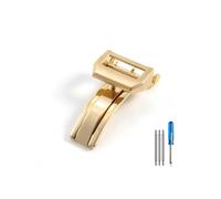 TVKSIPAR Correa de reloj con hebilla de acero, hebilla plegable resistente al agua brillante de Portugal, apta for accesorios IWC, cuero genuino, 18mm(Golden)